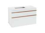 Villeroy und Boch Venticello Waschtisch-Unterschrank A94205RE 95,7 x 60,6 x 50,2 cm, Waschtisch links, Griff Copper, Glass Glossy White