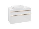 Villeroy und Boch Venticello Waschtisch-Unterschrank A94205DH 95,7 x 60,6 x 50,2 cm, Waschtisch links, Griff Copper, Glossy White