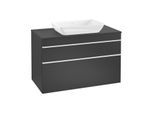 Villeroy und Boch Venticello Waschtisch-Unterschrank A94102PD 95,7 x 60,6 x 50,2 cm, Waschtisch mittig, Griff White, Black Matt Lacquer