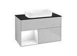 Villeroy und Boch Finion Waschtischunterschrank G652GFGJ 100x60,3x50,1cm, Regal links Glossy white lacquer, Light grey matt
