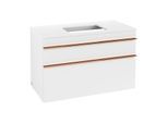 Villeroy und Boch Venticello Waschtisch-Unterschrank A94105MS 95,7 x 60,6 x 50,2 cm, Waschtisch mittig, Griff Copper, White Matt