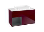 Villeroy und Boch Finion Waschtischunterschrank G651HGHB 100x60,3x50,1cm, Regal links Midnight Blue Matt Lacquer, Peony Matt