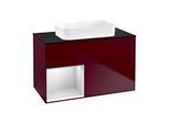 Villeroy und Boch Finion Waschtischunterschrank G652MTHB 100x60,3x50,1cm, Regal links White matt lacquer, Peony Matt