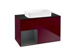 Villeroy und Boch Finion Waschtischunterschrank G652HGHB 100x60,3x50,1cm, Regal links Midnight Blue Matt Lacquer, Peony Matt