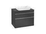 Villeroy und Boch Venticello Waschtisch-Unterschrank A94001PD 75,7 x 60,6 x 50,2 cm, Griff Chrom, Black Matt Lacquer