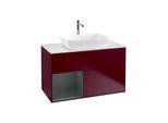 Villeroy und Boch Finion Waschtischunterschrank F771HGHB 100cm, Abdeckplatte white matt, Regale Midnight matt lacquer, Peony Matt