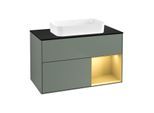Villeroy und Boch Finion Waschtischunterschrank F662HFGM 100x60,3x50,1cm, Regal rechts Gold matt, Olive Matt Lacquer