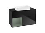 Villeroy und Boch Finion Waschtischunterschrank G652GMPD 100x60,3x50,1cm, Regal links Olive Matt Lacquer, Black matt lacquer
