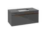 Villeroy und Boch Venticello Waschtisch-Unterschrank A94605FP 95,7 x 43,6 x 50,2 cm, Waschtisch mittig, Griff Copper, Glossy Grey