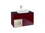 Villeroy und Boch Finion Waschtischunterschrank F772HHHB 100cm, Abdeckplatte black matt, Regale sand matt lacquer, Peony Matt