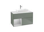 Villeroy und Boch Finion Waschtischunterschrank F771GJGM 100cm, Abdeckplatte white matt, Regale Light grey matt lacquer, Olive Matt Lacquer