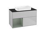Villeroy und Boch Finion Waschtischunterschrank G652GMGJ 100x60,3x50,1cm, Regal links Olive Matt Lacquer, Light grey matt