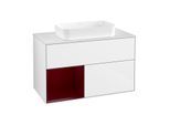 Villeroy und Boch Finion Waschtischunterschrank G651HBGF 100x60,3x50,1cm, Regal links Peony, Glossy white lacquer