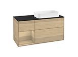 Villeroy und Boch Finion Waschtischunterschrank F682PCPC 120x60,3x50,1cm, Regal links Oak Veneer, Oak Veneer