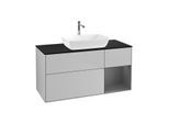 Villeroy und Boch Finion Waschtischunterschrank G832GKGJ 120cm, Abdeckplatte black matt, Emotion, Regale Anthracite matt lacquer, Light grey matt