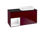 Villeroy und Boch Finion Waschtischunterschrank F682GFHB 120x60,3x50,1cm, Regal links Glossy white lacquer, Peony Matt