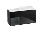 Villeroy und Boch Finion Waschtischunterschrank F681HGPD 120x60,3x50,1cm, Regal links Midnight Blue Matt Lacquer, Black matt lacquer