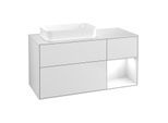 Villeroy und Boch Finion Waschtischunterschrank F691GFMT 120x60,3x50,1cm, Regal rechts Glossy white lacquer, White matt lacquer