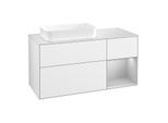 Villeroy und Boch Finion Waschtischunterschrank F691GJGF 120x60,3x50,1cm, Regal rechts Light grey matt, Glossy white lacquer