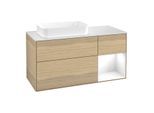 Villeroy und Boch Finion Waschtischunterschrank F691GFPC 120x60,3x50,1cm, Regal rechts Glossy white lacquer, Oak Veneer