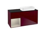 Villeroy und Boch Finion Waschtischunterschrank F682HHHB 120x60,3x50,1cm, Regal links Sand Matt Lacquer, Peony Matt