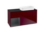 Villeroy und Boch Finion Waschtischunterschrank F682HGHB 120x60,3x50,1cm, Regal links Midnight Blue Matt Lacquer, Peony Matt