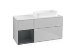Villeroy und Boch Finion Waschtischunterschrank F681HGGJ 120x60,3x50,1cm, Regal links Midnight Blue Matt Lacquer, Light grey matt