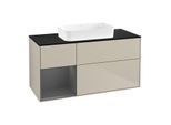 Villeroy und Boch Finion Waschtischunterschrank F702GKHH 120x60,3x50,1cm, Regal links Anthracite matt, Sand Matt Lacquer