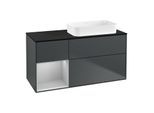 Villeroy und Boch Finion Waschtischunterschrank F682GJHG 120x60,3x50,1cm, Regal links Light grey matt, Midnight Blue Matt Lacquer