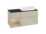 Villeroy und Boch Finion Waschtischunterschrank G682PCHH 120x60,3x50,1cm, Regal links Oak Veneer, Sand Matt Lacquer