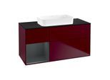 Villeroy und Boch Finion Waschtischunterschrank F702HGHB 120x60,3x50,1cm, Regal links Midnight Blue Matt Lacquer, Peony Matt