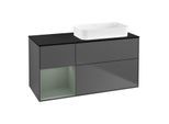 Villeroy und Boch Finion Waschtischunterschrank F682GMGK 120x60,3x50,1cm, Regal links Olive Matt Lacquer, Anthracite matt