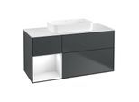 Villeroy und Boch Finion Waschtischunterschrank F701GFHG 120x60,3x50,1cm, Regal links Glossy white lacquer, Midnight Blue Matt Lacquer