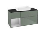 Villeroy und Boch Finion Waschtischunterschrank F702GJGM 120x60,3x50,1cm, Regal links Light grey matt, Olive Matt Lacquer