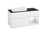 Villeroy und Boch Finion Waschtischunterschrank F692MTGF 120x60,3x50,1cm, Regal rechts White matt lacquer, Glossy white lacquer