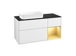 Villeroy und Boch Finion Waschtischunterschrank F692HFGF 120x60,3x50,1cm, Regal rechts Gold matt, Glossy white lacquer