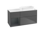 Villeroy und Boch Finion Waschtischunterschrank G681HGGK 120x60,3x50,1cm, Regal links Midnight Blue Matt Lacquer, Anthracite matt