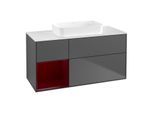 Villeroy und Boch Finion Waschtischunterschrank F701HBGK 120x60,3x50,1cm, Regal links Peony, Anthracite matt