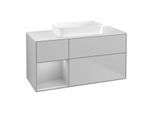 Villeroy und Boch Finion Waschtischunterschrank F701GJGJ 120x60,3x50,1cm, Regal links Light grey matt, Light grey matt