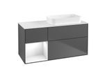 Villeroy und Boch Finion Waschtischunterschrank G681GFGK 120x60,3x50,1cm, Regal links Glossy white lacquer, Anthracite matt