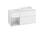 Villeroy und Boch Finion Waschtischunterschrank G681GJGF 120x60,3x50,1cm, Regal links Light grey matt, Glossy white lacquer
