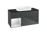 Villeroy und Boch Finion Waschtischunterschrank F702MTHG 120x60,3x50,1cm, Regal links White matt lacquer, Midnight Blue Matt Lacquer