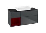 Villeroy und Boch Finion Waschtischunterschrank F702HBHG 120x60,3x50,1cm, Regal links Peony, Midnight Blue Matt Lacquer