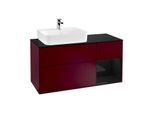 Villeroy und Boch Finion Waschtischunterschrank G152PHHB 120cm, Abdeckplatte black matt, Emotion, Regal links Glossy Black Lacquer, Peony Matt