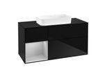 Villeroy und Boch Finion Waschtischunterschrank F702GJPH 120x60,3x50,1cm, Regal links Light grey matt, Glossy Black Lacquer