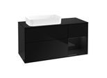 Villeroy und Boch Finion Waschtischunterschrank F692PHPH 120x60,3x50,1cm, Regal rechts Glossy Black Lacquer, Glossy Black Lacquer