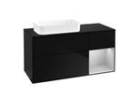 Villeroy und Boch Finion Waschtischunterschrank F692GJPH 120x60,3x50,1cm, Regal rechts Light grey matt, Glossy Black Lacquer