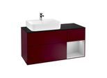 Villeroy und Boch Finion Waschtischunterschrank G152GJHB 120cm, Abdeckplatte black matt, Emotion, Regal links Light grey matt, Peony Matt