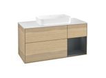Villeroy und Boch Finion Waschtischunterschrank G711HGPC 120x60,3x50,1cm, Regal rechts Midnight Blue Matt Lacquer, Oak Veneer
