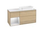 Villeroy und Boch Finion Waschtischunterschrank G681MTPC 120x60,3x50,1cm, Regal links White matt lacquer, Oak Veneer